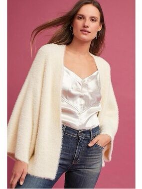 Anthropologie Sleeping On Snow Kimono Cozy Nights Fuzzy Cardigan Sweater